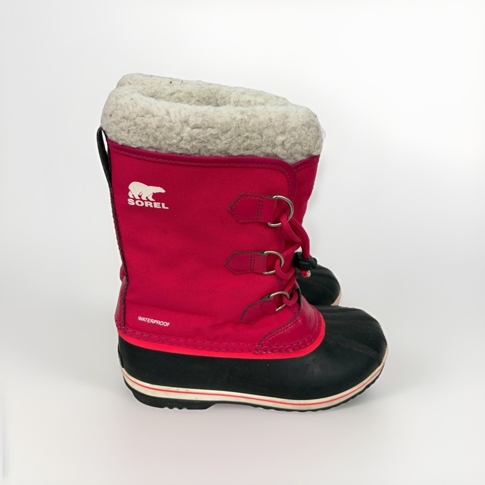 Sorel Yoot Pac Nylon Youth Size 5 Bright Rose Pink Waterproof Snow Boots T5